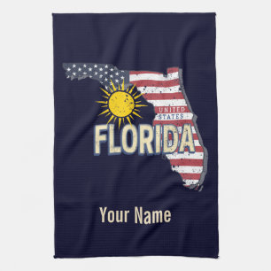 Florida Verenigde Staten Retro Kaart  Verenigde St Theedoek