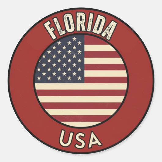 Florida Verenigde Staten van Amerika Ronde Sticker (Voorkant)