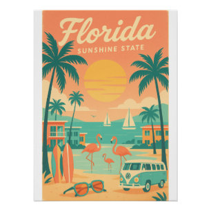Florida Vintage 2025 – Retro Pastel Zonneschijn Perfect Poster