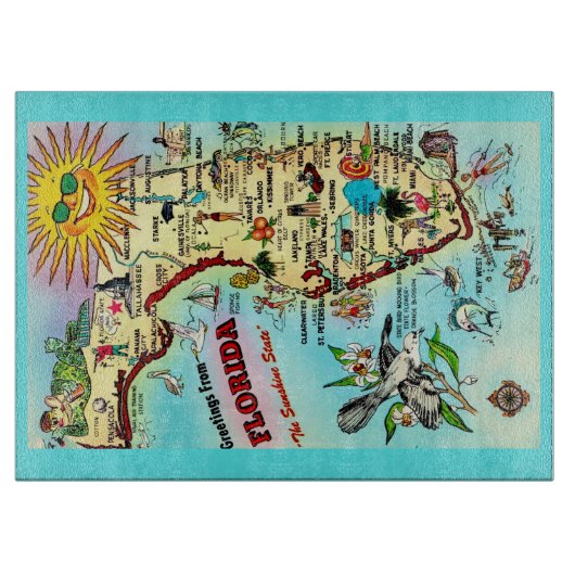 Florida Vintage Fun Ansichtkaart Snijplank (Voorkant)