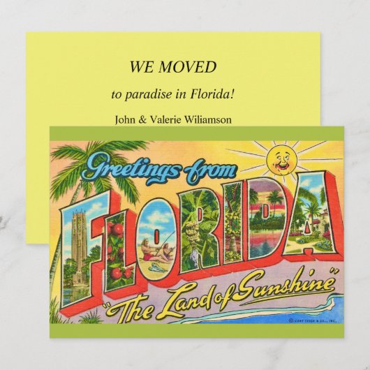 Florida Vintage Groet Verhuisbericht Aankondiging (Voorkant / Achterkant)