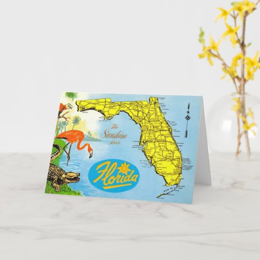 Florida Vintage Kaart Ansichtkaart (Gele Bloem)