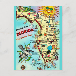 Florida Vintage Omrande Postkaart