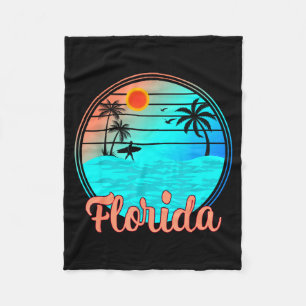 Florida vintage palmboom zonsondergang tropisch su fleece deken