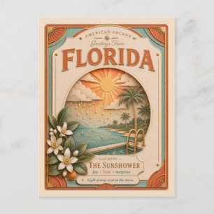 Florida Vintage Paper Cut Amerikaanse Arcana Briefkaart