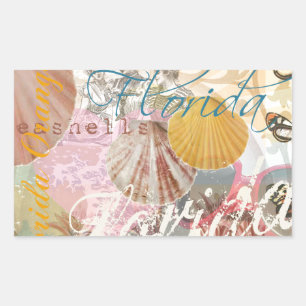 Florida Vintage Reis Strand Schelp Kunst Rechthoekige Sticker