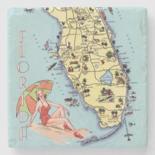 Florida vintage reisplatenkitsch stenen onderzetter