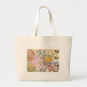 Florida Vintage Travel Beach Seashell Shell Art Grote Tote Bag