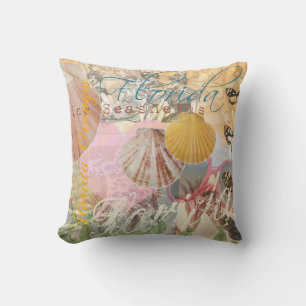 Florida Vintage Travel Beach Seashell Shell Art Kussen