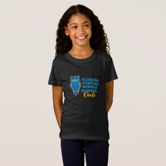Florida Virtual Middle School Uilen, Zwart T-shirt (Voorkant volledig)