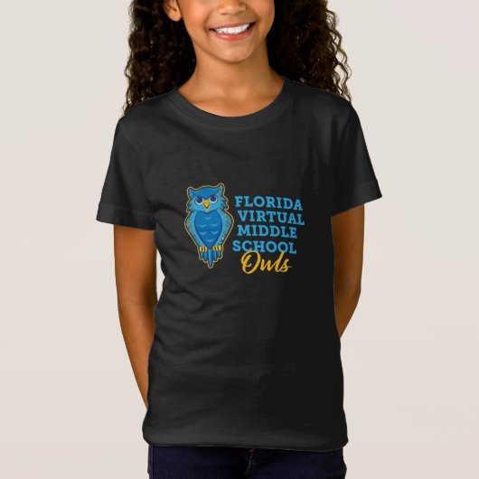 Florida Virtual Middle School Uilen, Zwart T-shirt (Voorkant)