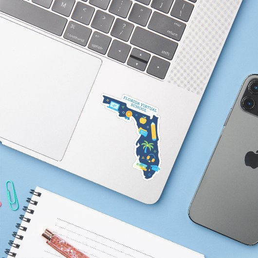 Florida Virtual School - Sticker van de staat Flor (Laptop met iPhone)