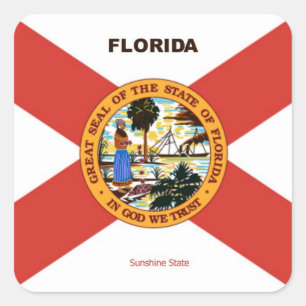 Florida Vlag en Slogan Vierkante Sticker
