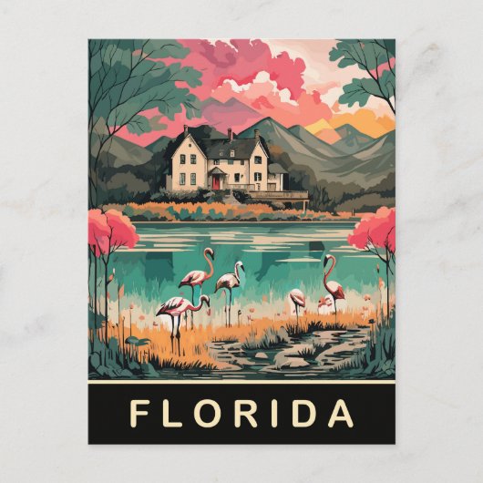 Florida, Vogels aan de kust, Waterverf Reizen Briefkaart (Voorkant)
