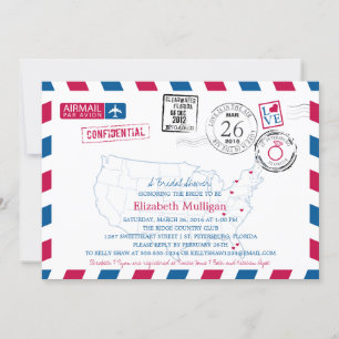 Florida Vrijgezellenfeest   US Map Airmail Kaart