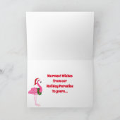 Florida Vrolijk Kerstfeest Santa en Flamingo Beach Feestdagen Kaart (Binnen)