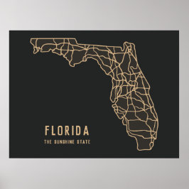 Florida VS State wegenkaart - Sunshine State kaart Poster
