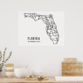 Florida VS State wegenkaart - Sunshine State kaart Poster (Keuken)