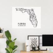 Florida VS State wegenkaart - Sunshine State kaart Poster (Thuiskantoor)