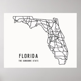 Florida VS State wegenkaart - Sunshine State kaart Poster