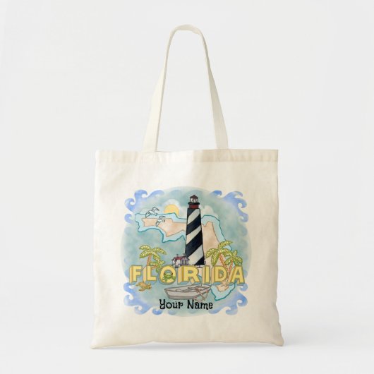 Florida Vuurtoren aangepaste naam Tote Bag (Voorkant)