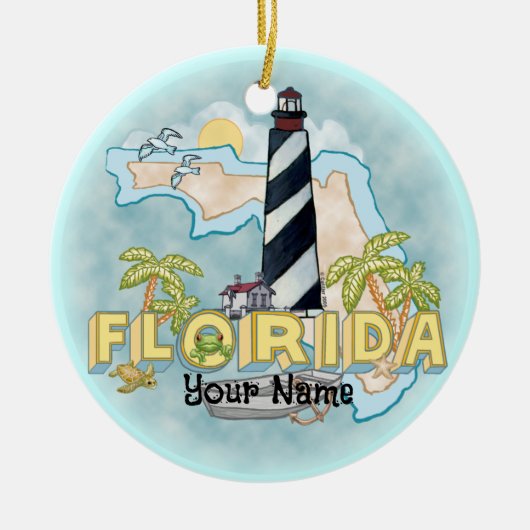 Florida Vuurtoren Keramisch Ornament (Voorkant)