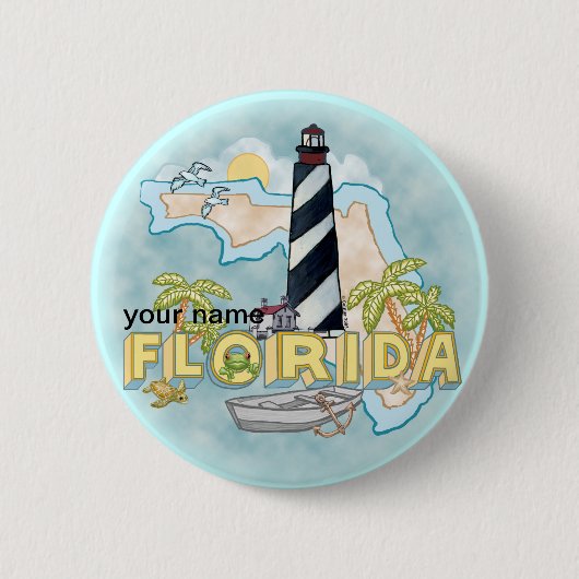 Florida Vuurtoren pin knop Ronde Button 5,7 Cm (Voorkant)