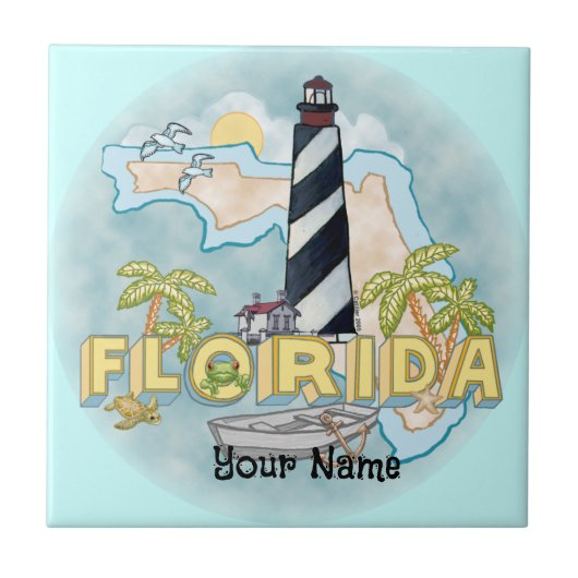 Florida Vuurtoren tegel Tegeltje (Voorkant)