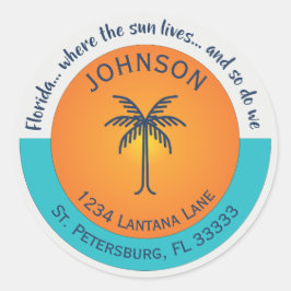 Florida... Waar de zon woont Retouradres Ronde Sticker