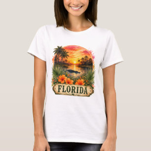 Florida-waterverf-alligator PNG bloemontwerp T-shirt