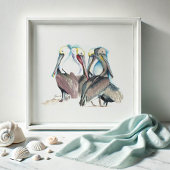 Florida Waterverven Pelican Art Poster