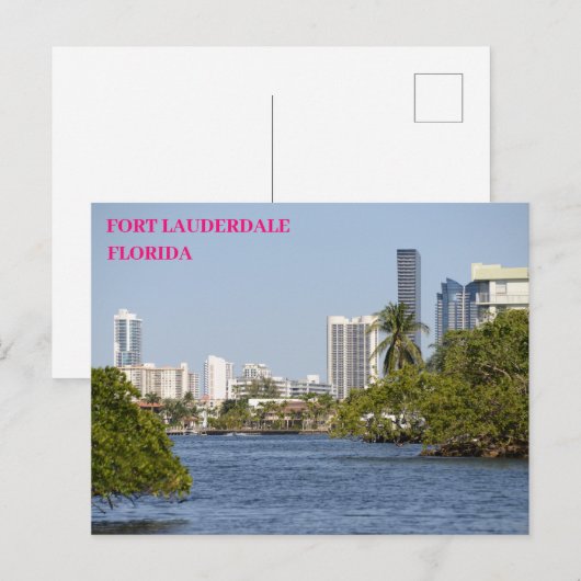 Florida Waterway naar Fort Lauderdale Briefkaart (Voorkant / Achterkant)
