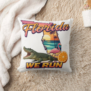Florida We Run Zonsondergang Alligator Flamingo Sp Kussen