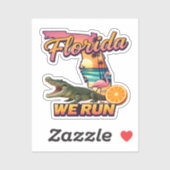 Florida We Run Zonsondergang Alligator Flamingo Sp Sticker (Vel)