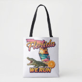 Florida We Run Zonsondergang Alligator Flamingo Sp Tote Bag (Voorkant)