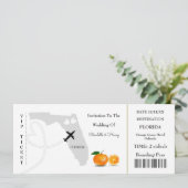 Florida Wedding Destination Ticket Boarding Pass Kaart (Staand voorkant)