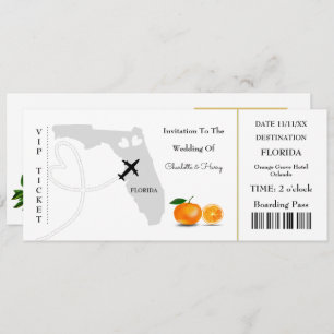 Florida Wedding Destination Ticket Boarding Pass Kaart