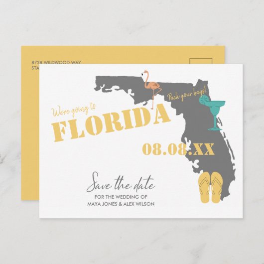 Florida Wedding Red de data Briefkaart (Voorkant / Achterkant)