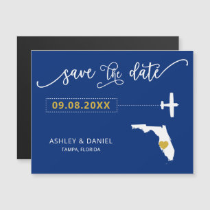 Florida Wedding Save the Date Card, Map Magnetische Uitnodiging