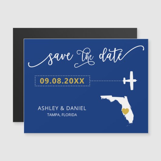 Florida Wedding Save the Date Kaart, Kaart Magnetische Uitnodiging (Voorkant / Achterkant)