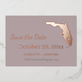 Florida Wedding Save the Date Roos Gold Folie Uitnodiging (Voorkant)