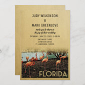 Florida Wedding Vintage Flamingos Kaart (Voorkant / Achterkant)