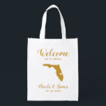 Florida Wedding Welcome Bag voor Hotel Guests, Tas Boodschappentas<br><div class="desc">Het weekend van de bruiloft heet cadeautas voor gasten uit de stad voor je bruiloft,  met afbeelding uit Florida,  met hart dat je op de precieze locatie kunt plaatsen. Vul tas met je favoriete godies.</div>
