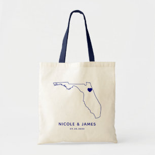 Florida Wedding Welcome Tas Navy Blue Map
