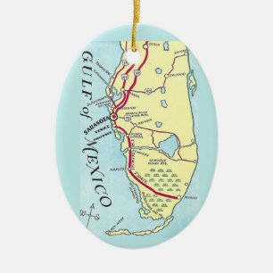  Florida West Coast Kaart Kaart Keramisch Ornament