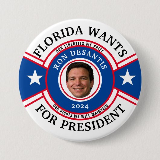 Florida wil DeSantis voor President Ronde Button 7,6 Cm (Voorkant)