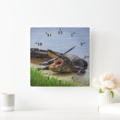 Florida wilde alligator met open mond  vierkante klok (Huis)