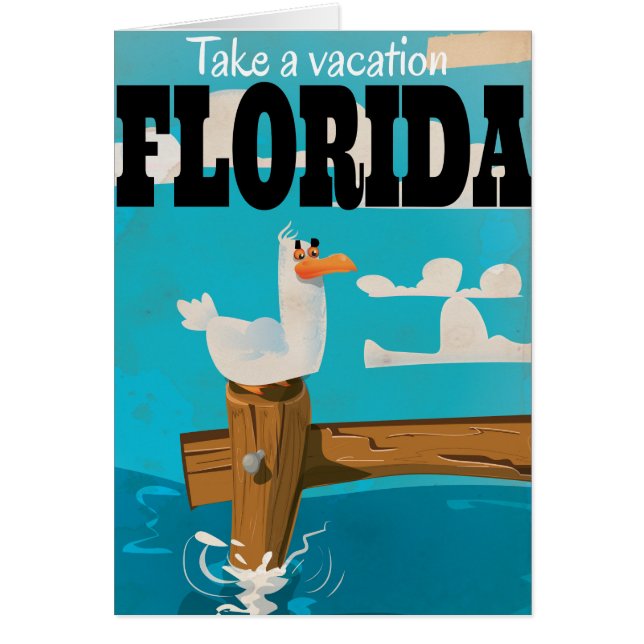 Florida zeemeeuw vintage reisposter. (Voorkant)