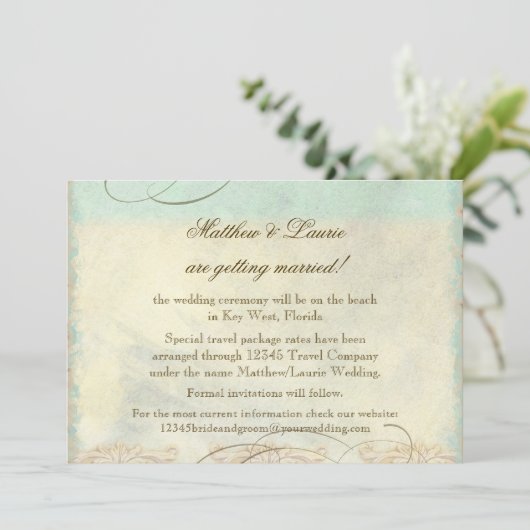 Florida Zeeschildpad Moderne Kust Oceaan Strand Save The Date (Staand voorkant)