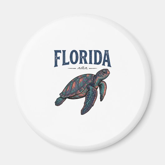 Florida Zeeschildpad Vintage Gravure Grafisch_1 Magneet (Voorkant)